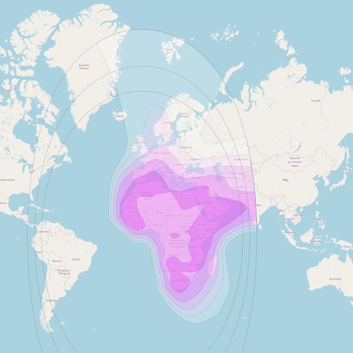 ABS-3A at 3° W downlink C-band East Hemi beam coverage map