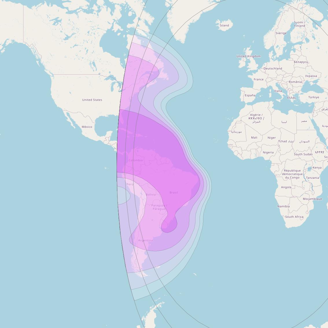 ABS-3A at 3° W downlink C-band West Hemi beam coverage map