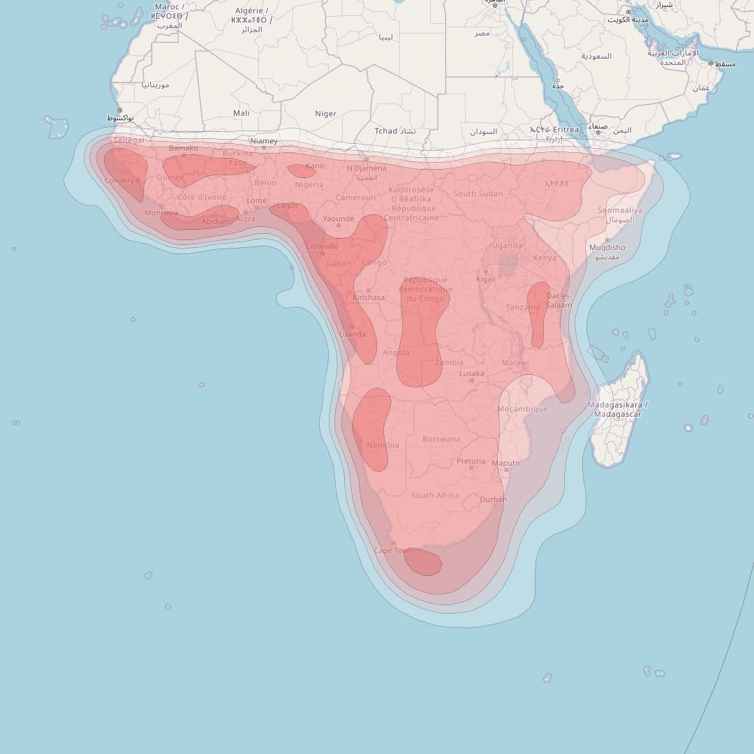 ABS-3A at 3° W downlink Ku-band SAF Beam coverage map