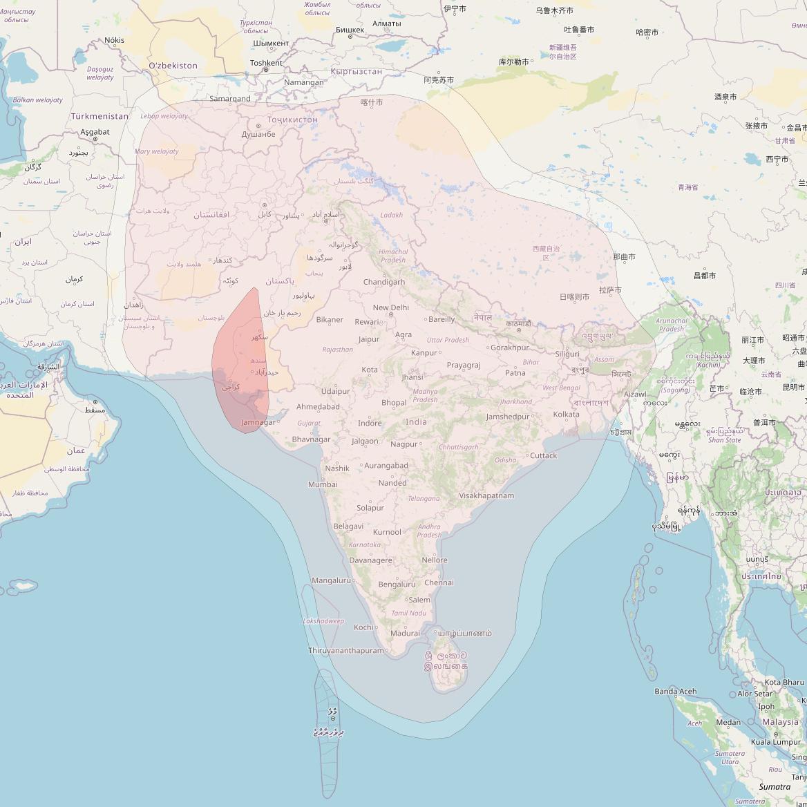 Express AM7 at 40° E downlink Ku-band Fixed 3 beam coverage map