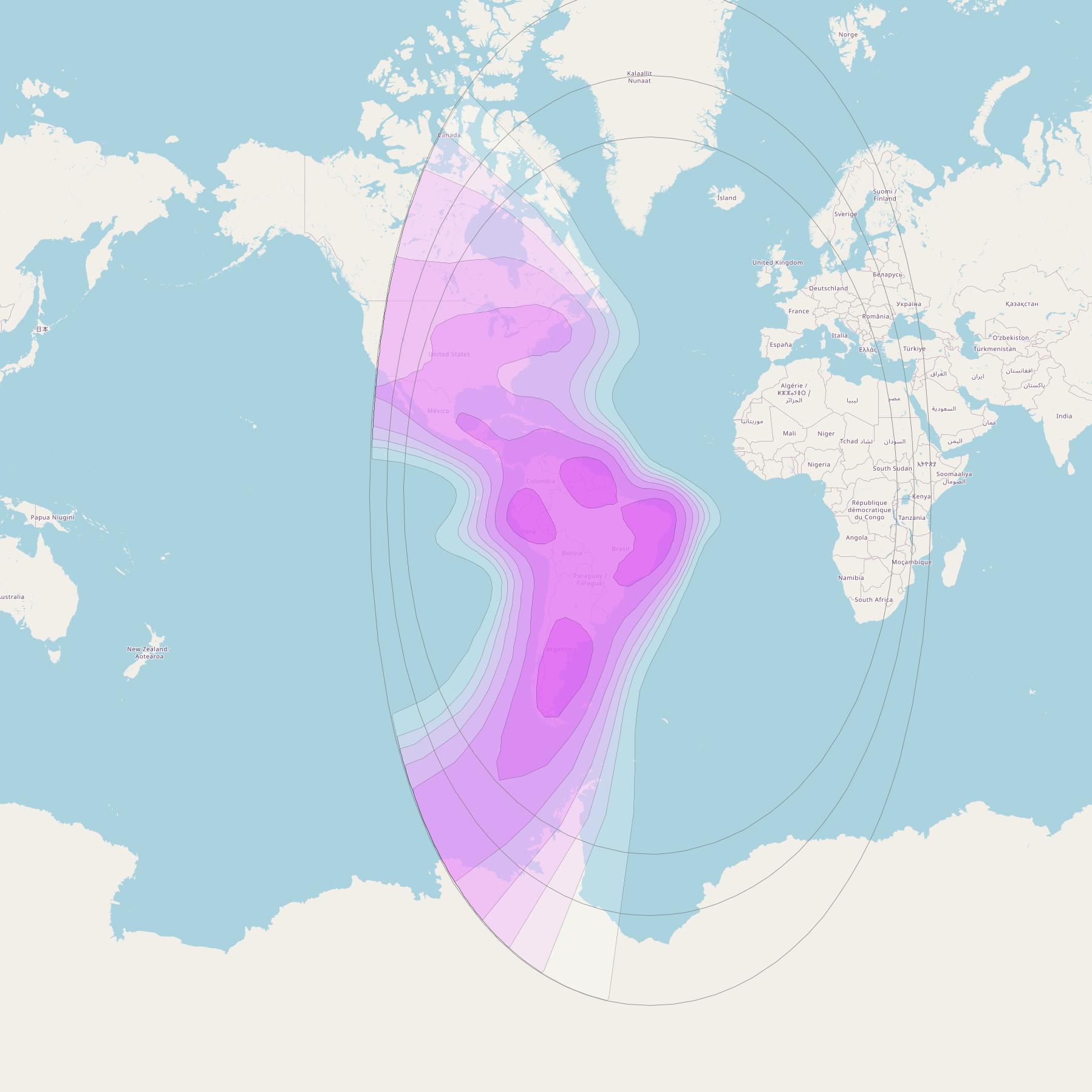 SES 6 at 40° W downlink C-band Hemi West view beam coverage map