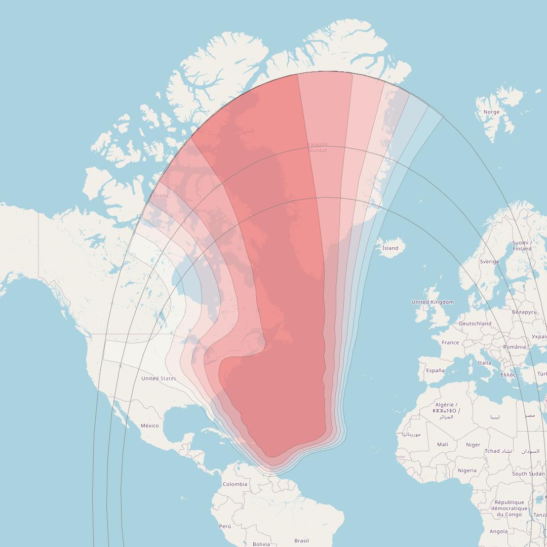 SES 6 at 40° W downlink Ku-band West Atlantic beam coverage map