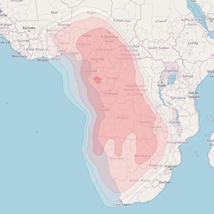 Nigcomsat 1R at 42° E downlink Ku-band ECOWAS 2 beam coverage map
