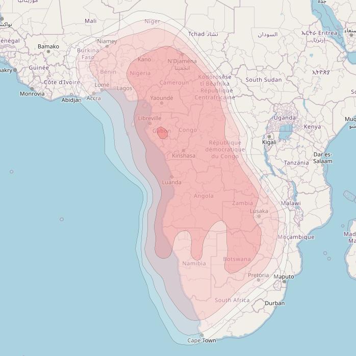 Nigcomsat 1R at 42° E downlink Ku-band ECOWAS 2 beam coverage map