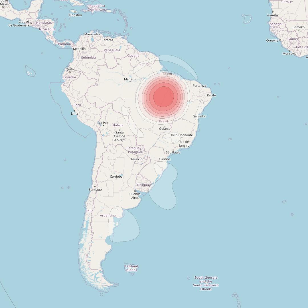 Intelsat 32e at 43° W downlink Ku-band B5VD User Spot beam coverage map