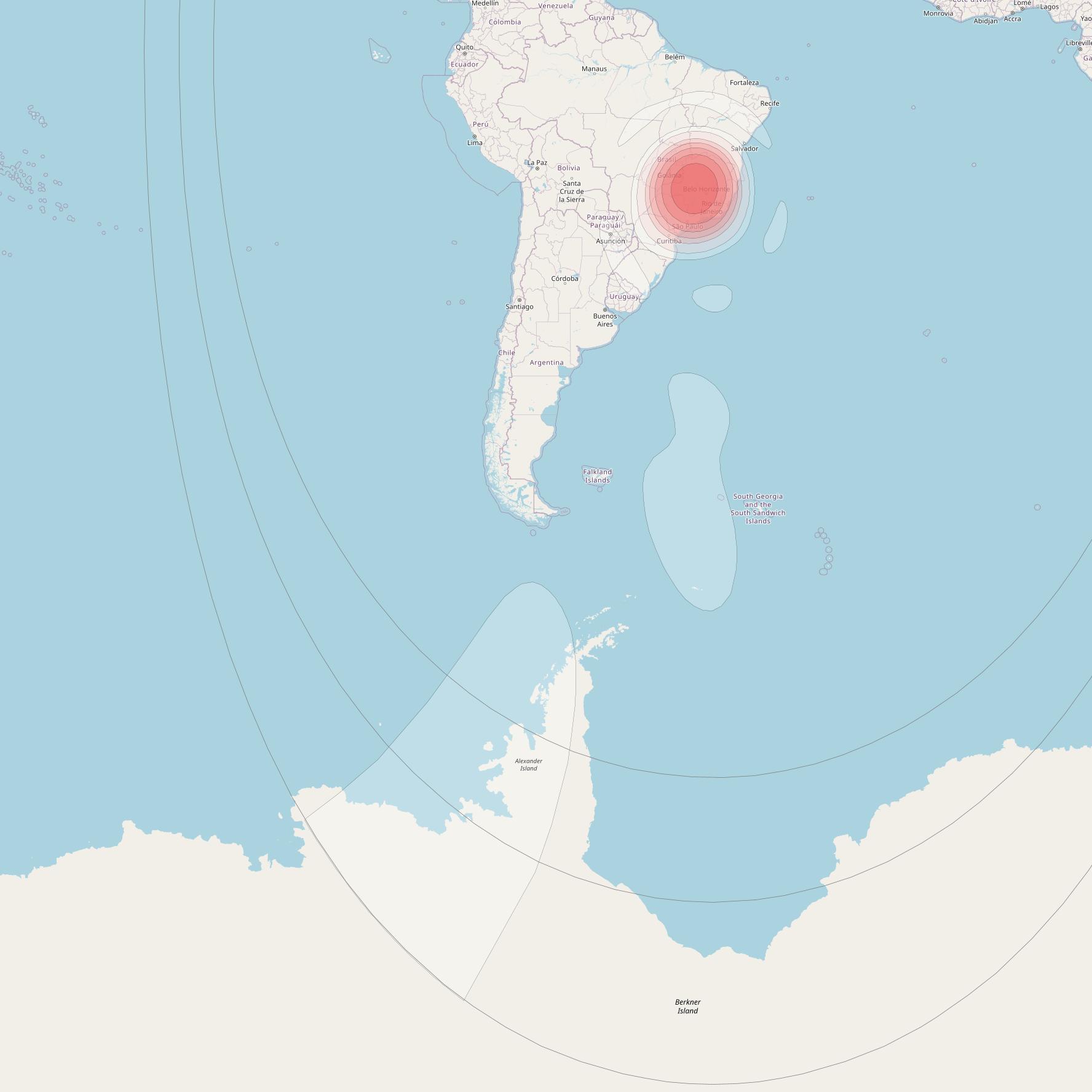 Intelsat 32e at 43° W downlink Ku-band BDHD User Spot beam coverage map