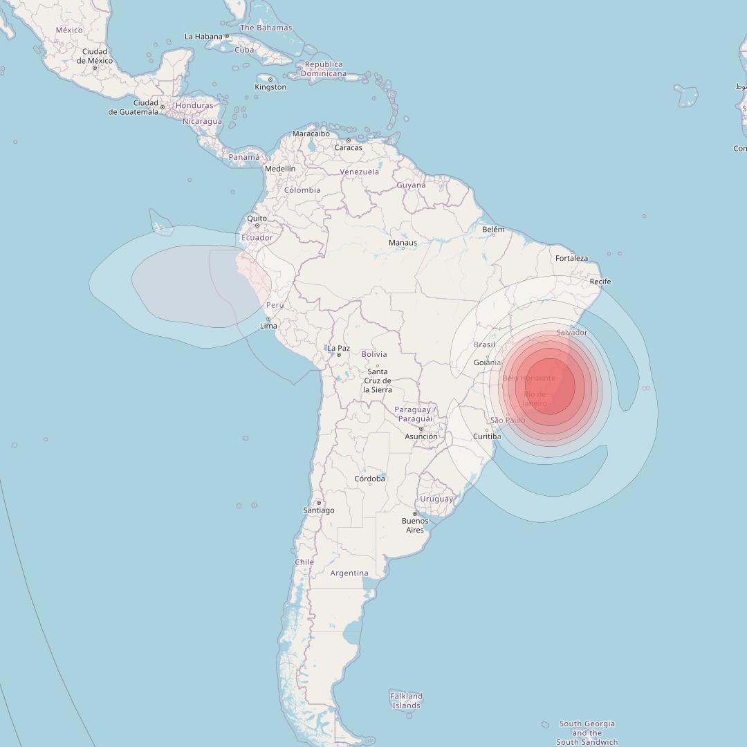 Intelsat 32e at 43° W downlink Ku-band BFVD User Spot beam coverage map