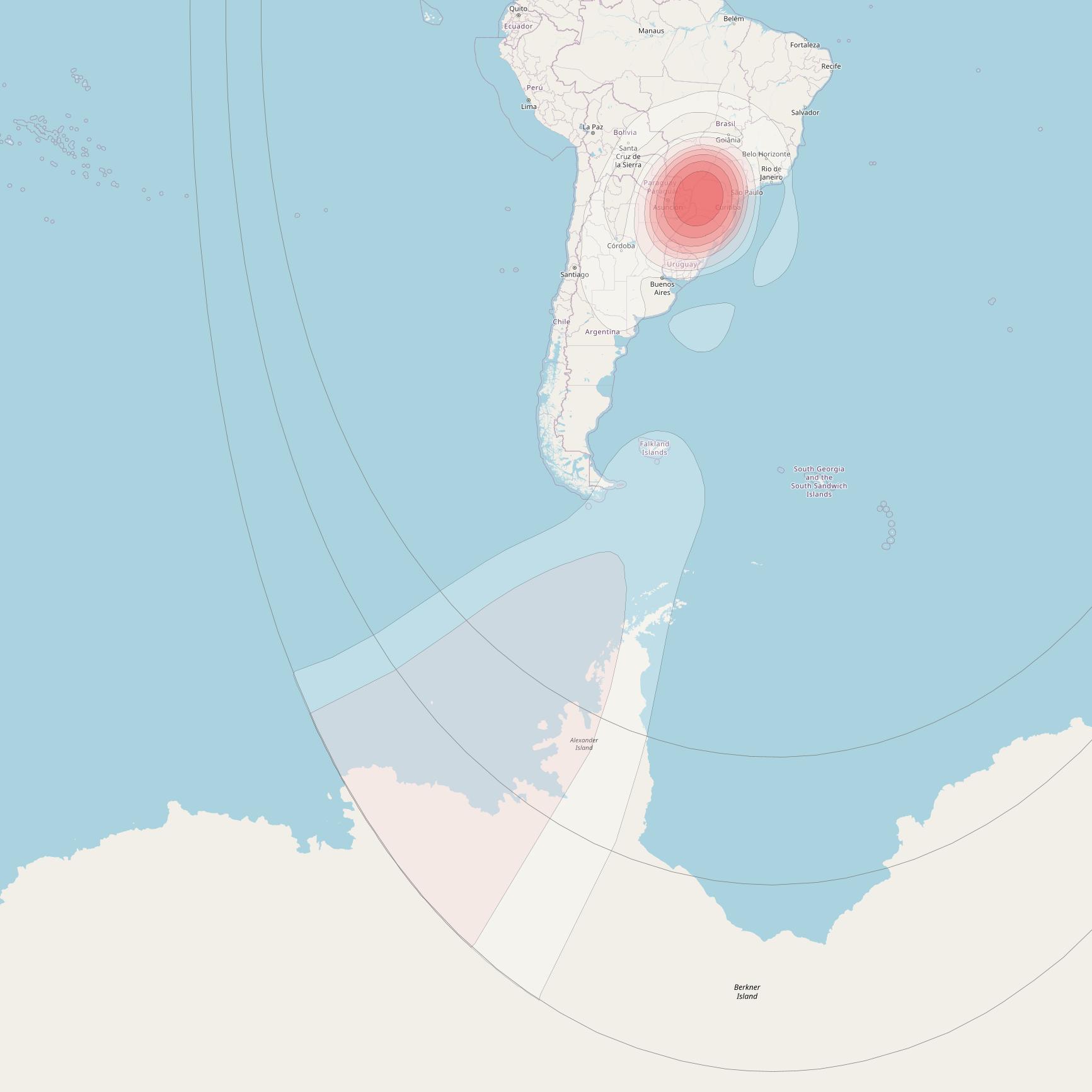 Intelsat 32e at 43° W downlink Ku-band BIVD User Spot beam coverage map