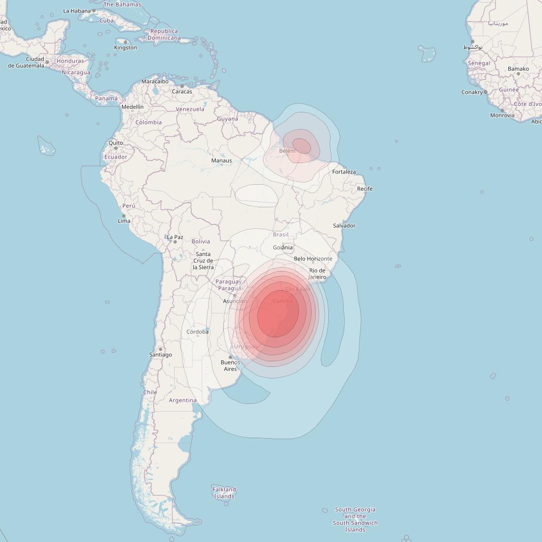 Intelsat 32e at 43° W downlink Ku-band BJVD User Spot beam coverage map