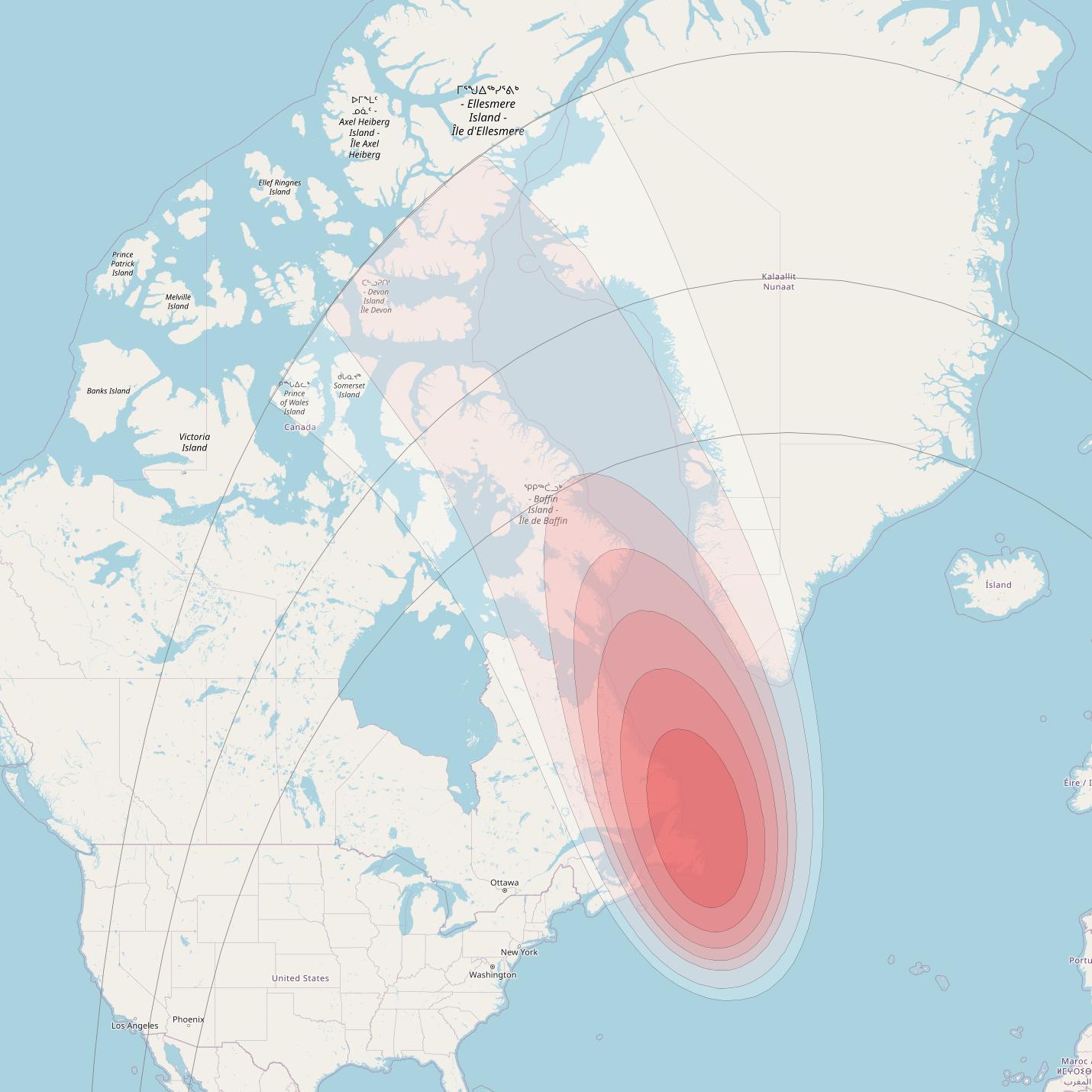 Intelsat 32e at 43° W downlink Ku-band U5VD User Spot beam coverage map