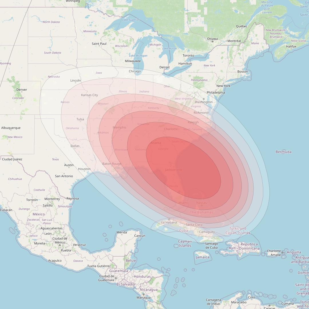 Intelsat 32e at 43° W downlink Ku-band UBVD User Spot beam coverage map