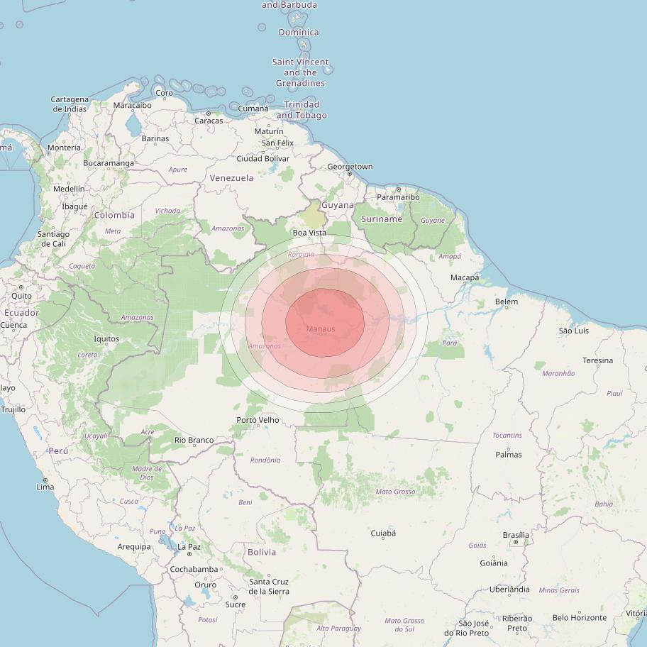 SES 14 at 47° W downlink Ku-band B02 User Spot beam coverage map