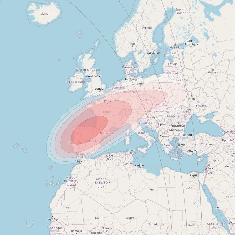 SES 14 at 47° W downlink Ku-band H05 User Spot beam coverage map