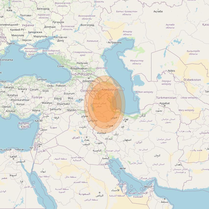 Al Yah 2 at 48° E downlink Ka-band Spot 04 User beam coverage map
