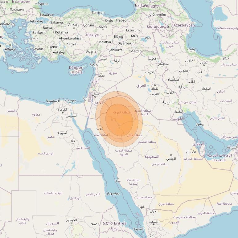 Al Yah 2 at 48° E downlink Ka-band Spot 15 User beam coverage map