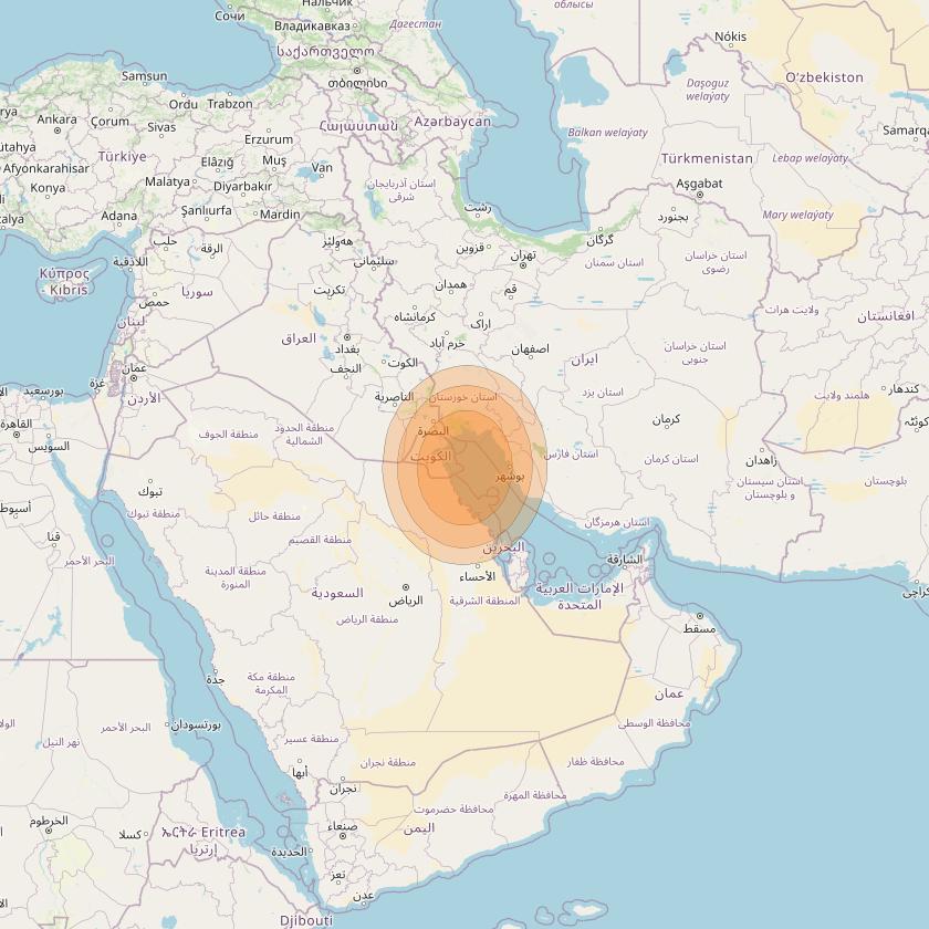Al Yah 2 at 48° E downlink Ka-band Spot 17 User beam coverage map