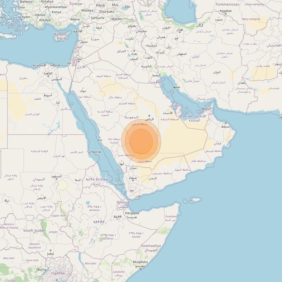 Al Yah 2 at 48° E downlink Ka-band Spot 32 User beam coverage map