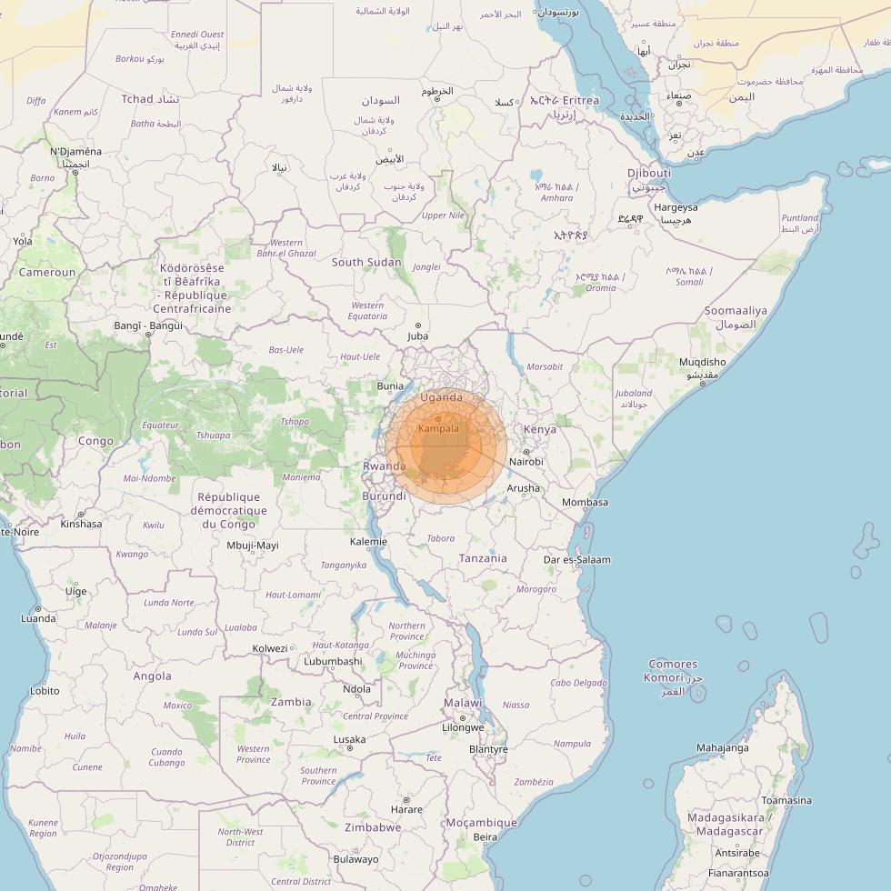 Al Yah 2 at 48° E downlink Ka-band Spot 45 User beam coverage map