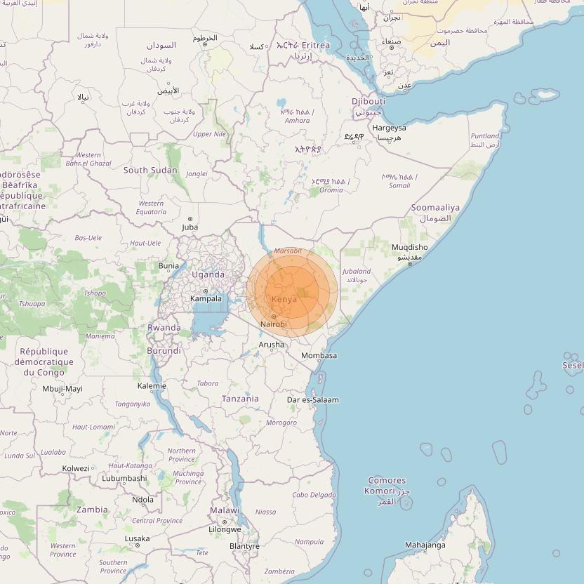 Al Yah 2 at 48° E downlink Ka-band Spot 46 User beam coverage map