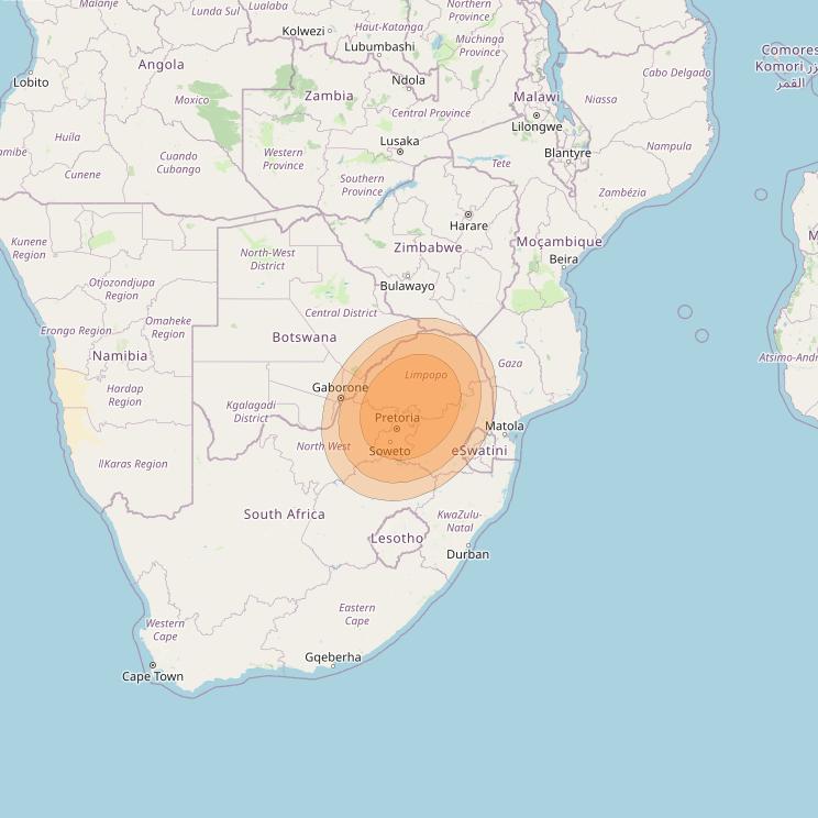 Al Yah 2 at 48° E downlink Ka-band Spot 54 User beam coverage map