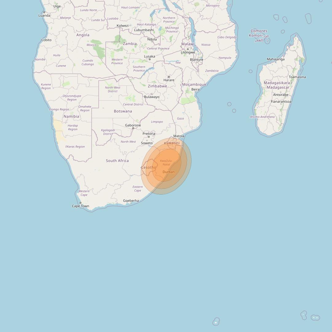 Al Yah 2 at 48° E downlink Ka-band Spot 59 User beam coverage map