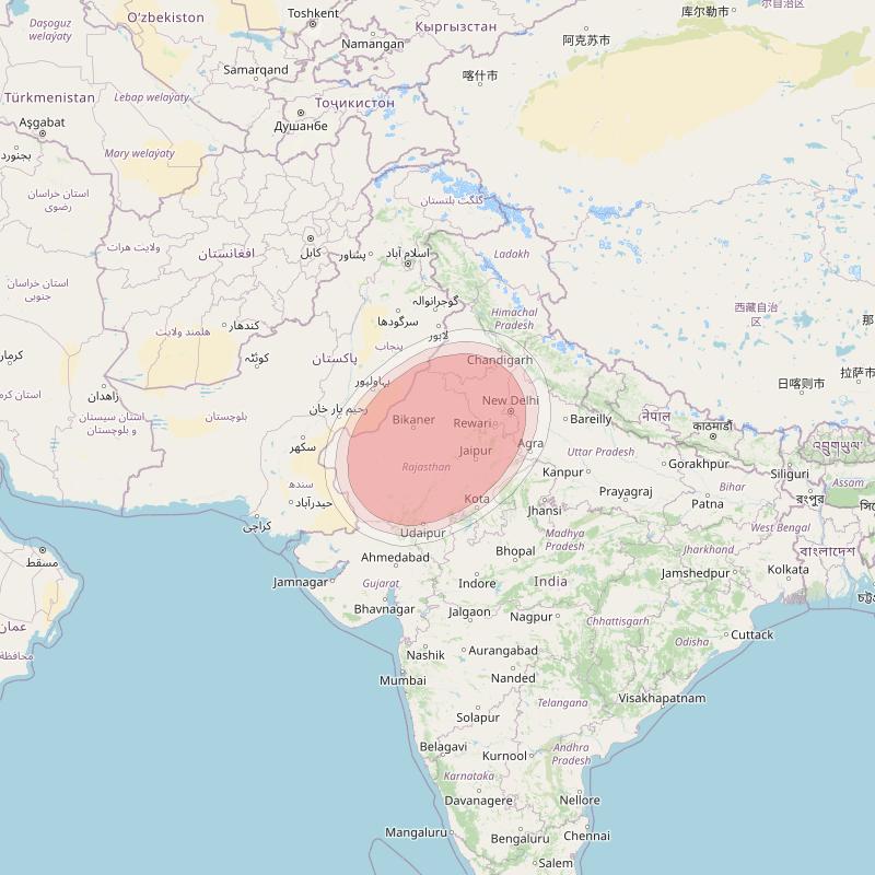 GSAT 19 at 48° E downlink Ku-band S02 Spot beam coverage map