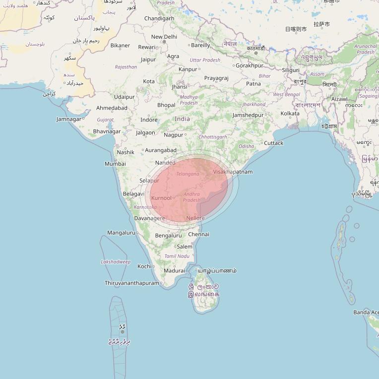 GSAT 19 at 48° E downlink Ku-band S06 Spot beam coverage map