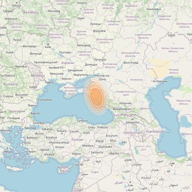 Yamal 601 at 49° E downlink Ka-band Spot01 Pol B MG-1 beam coverage map