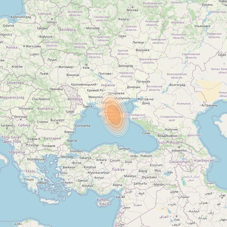 Yamal 601 at 49° E downlink Ka-band Spot18 Pol B MG-1 beam coverage map