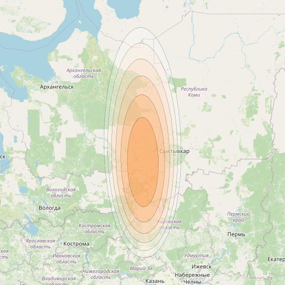 Yamal 601 at 49° E downlink Ka-band Spot21 Pol B MG-1 beam coverage map