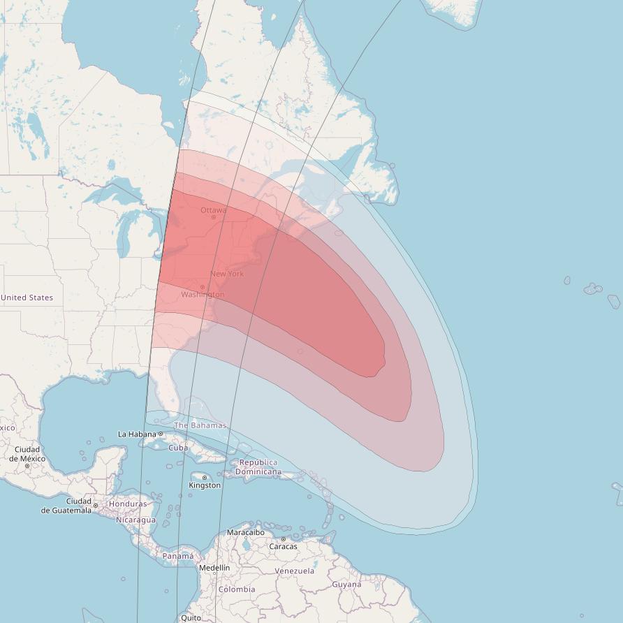 Amos 3 at 4° W downlink Ku-band US Beam coverage map