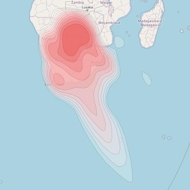 Amos 7 at 4° W downlink Ku-band South Africa beam coverage map