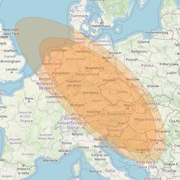 Turksat 4B at 50° E downlink Ka-band S08 User Spot beam coverage map
