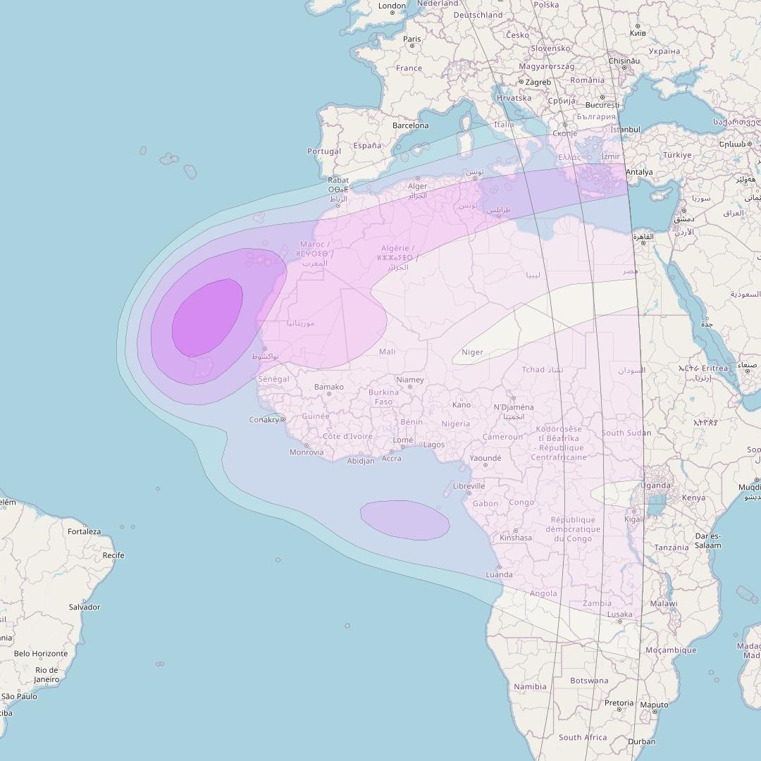 Intelsat 902 at 50° W downlink C-band East Hemi beam coverage map