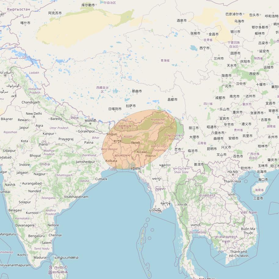 GSAT 29 at 55° E downlink Ka-band User Spot 03 beam coverage map