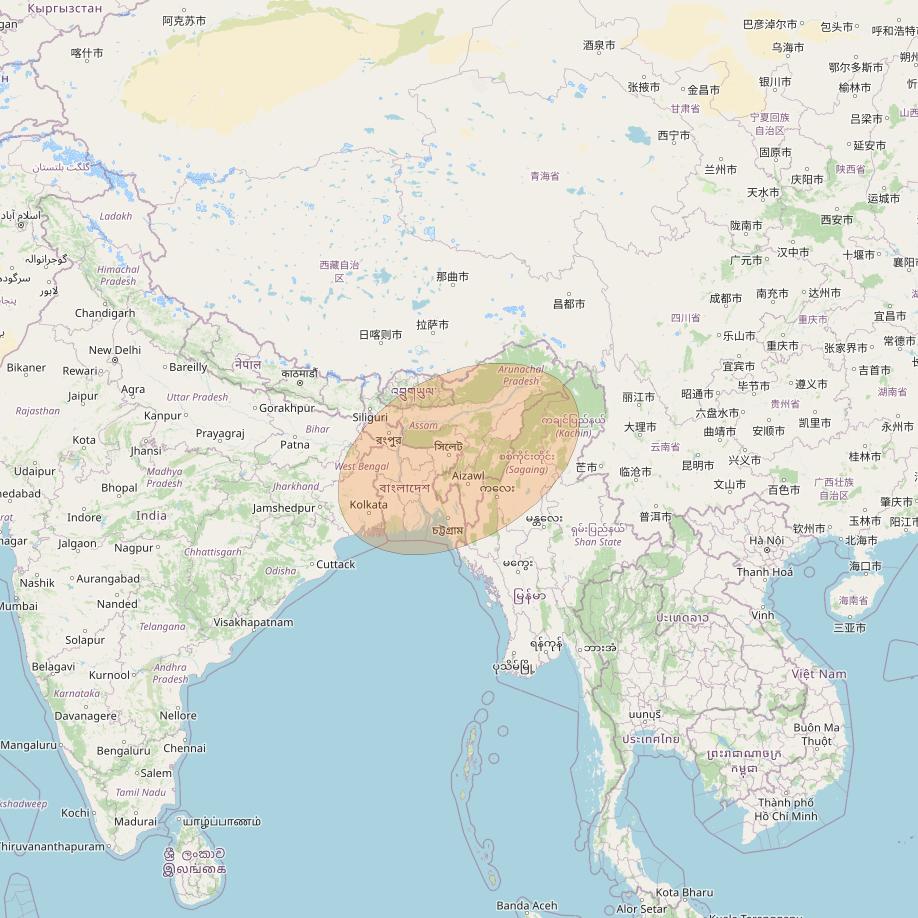 GSAT 29 at 55° E downlink Ka-band User Spot 04 beam coverage map