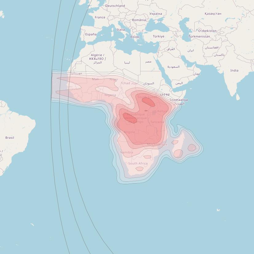 Yamal 402 at 55° E downlink Ku-band Southern beam coverage map