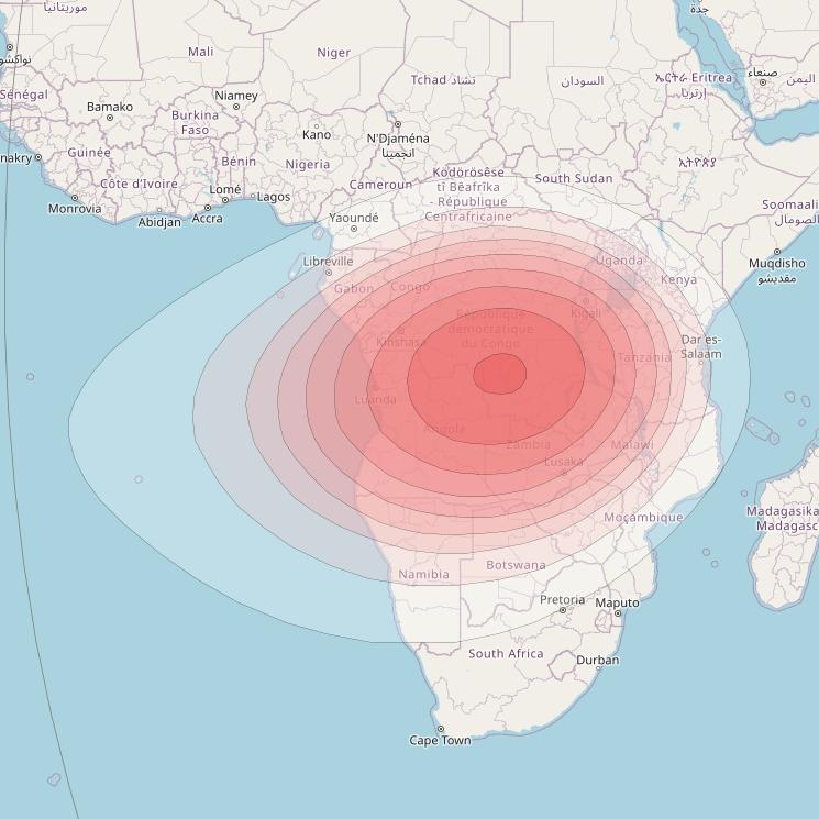 Yamal 402 at 55&deg; E downlink Ku-band Steerable beam coverage map
