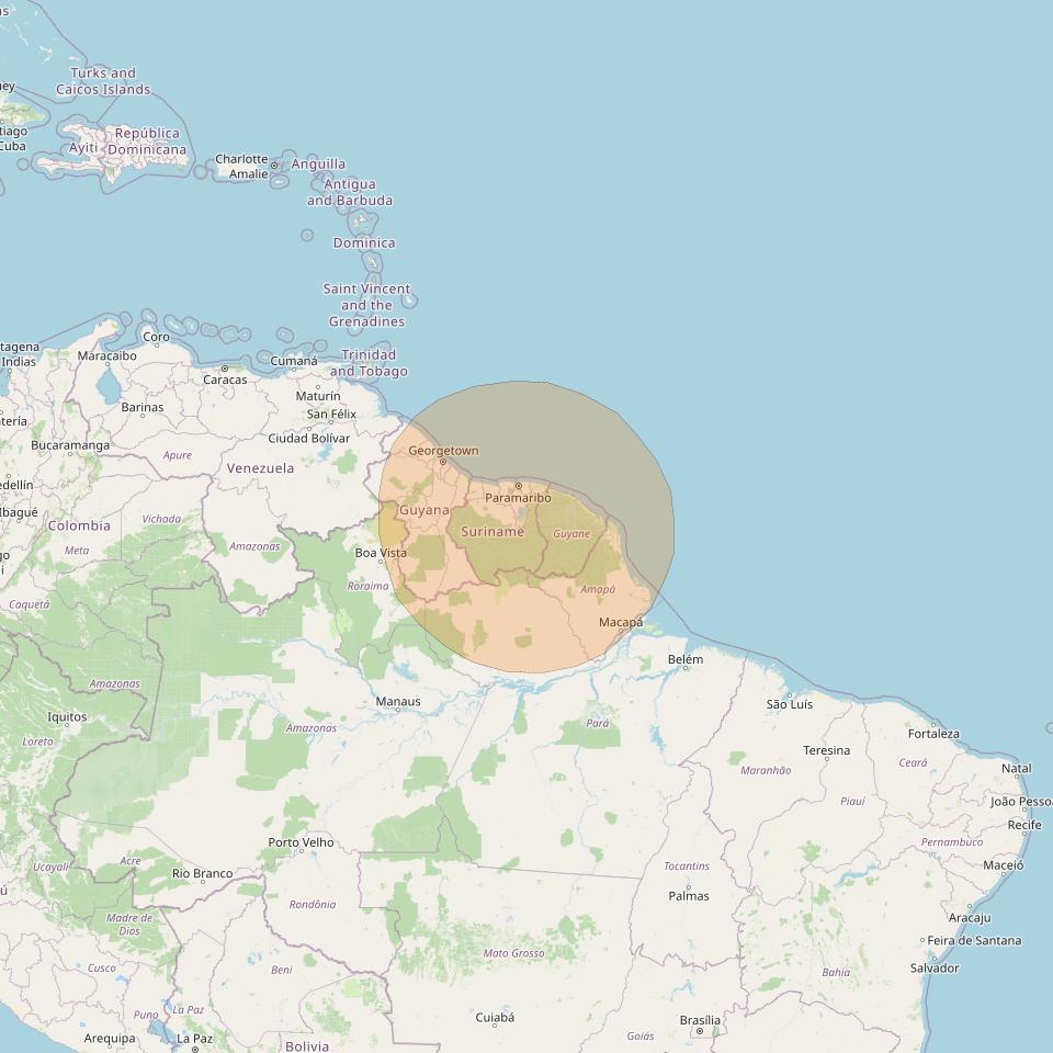 Inmarsat GX2 at 55° W downlink Ka-band S44DL Spot beam coverage map