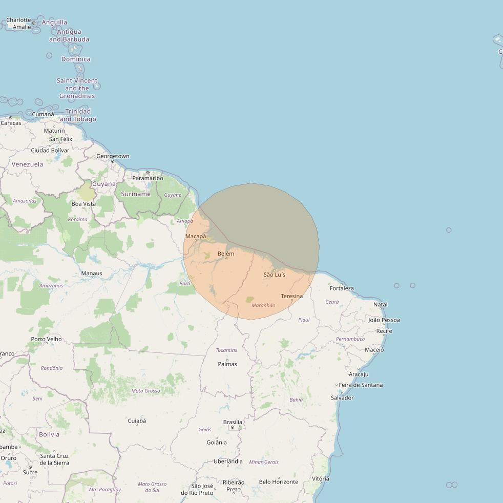 Inmarsat GX2 at 55° W downlink Ka-band S53DL Spot beam coverage map