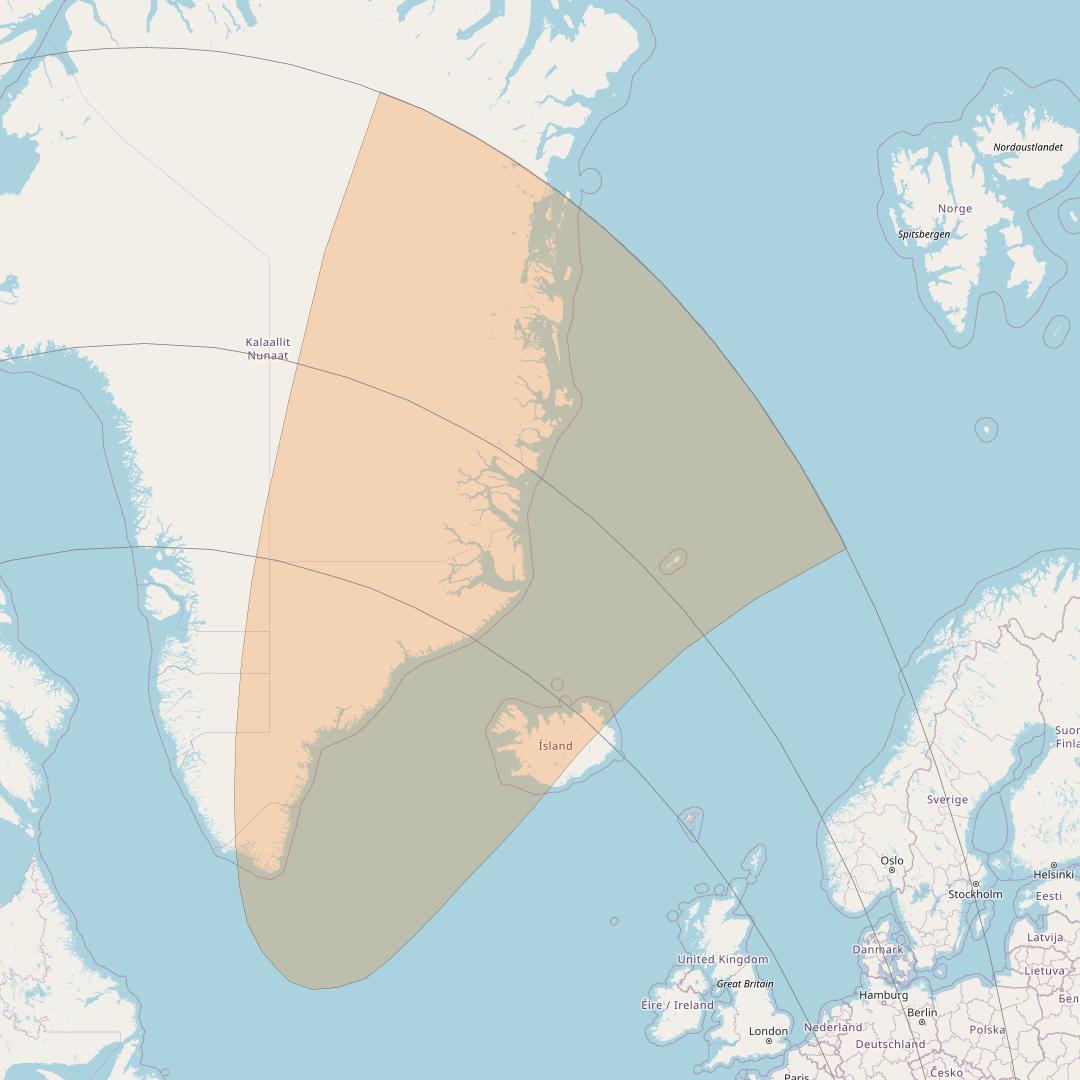 Inmarsat GX2 at 55° W downlink Ka-band S58DL Spot beam coverage map