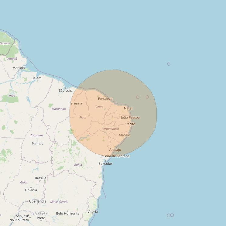 Inmarsat GX2 at 55° W downlink Ka-band S62DL Spot beam coverage map