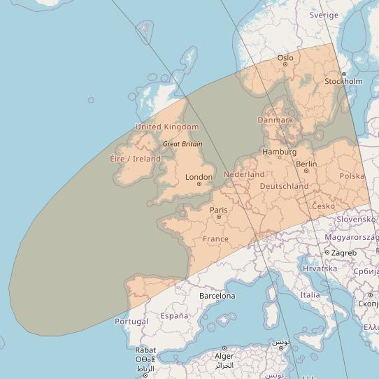 Inmarsat GX2 at 55° W downlink Ka-band S75DL Spot beam coverage map