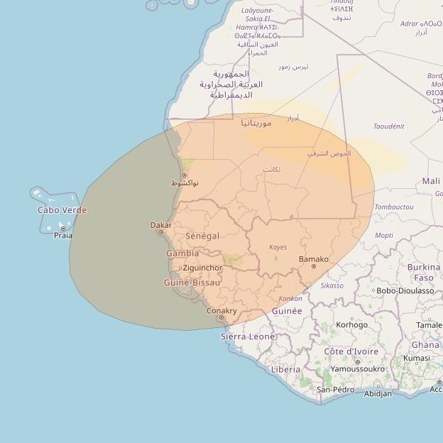 Inmarsat GX2 at 55° W downlink Ka-band S80DL Spot beam coverage map