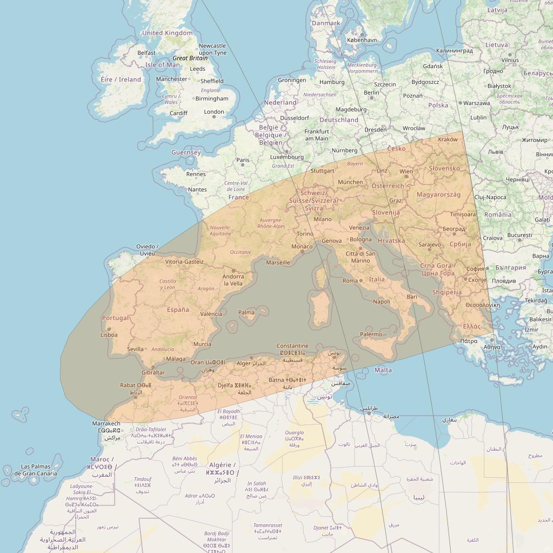 Inmarsat GX2 at 55° W downlink Ka-band S82DL Spot beam coverage map