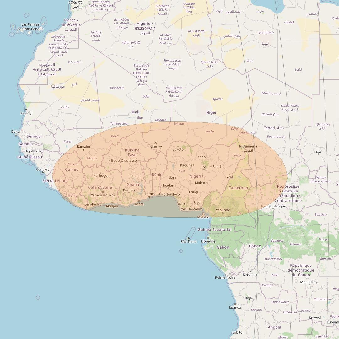 Inmarsat GX2 at 55° W downlink Ka-band S86DL Spot beam coverage map