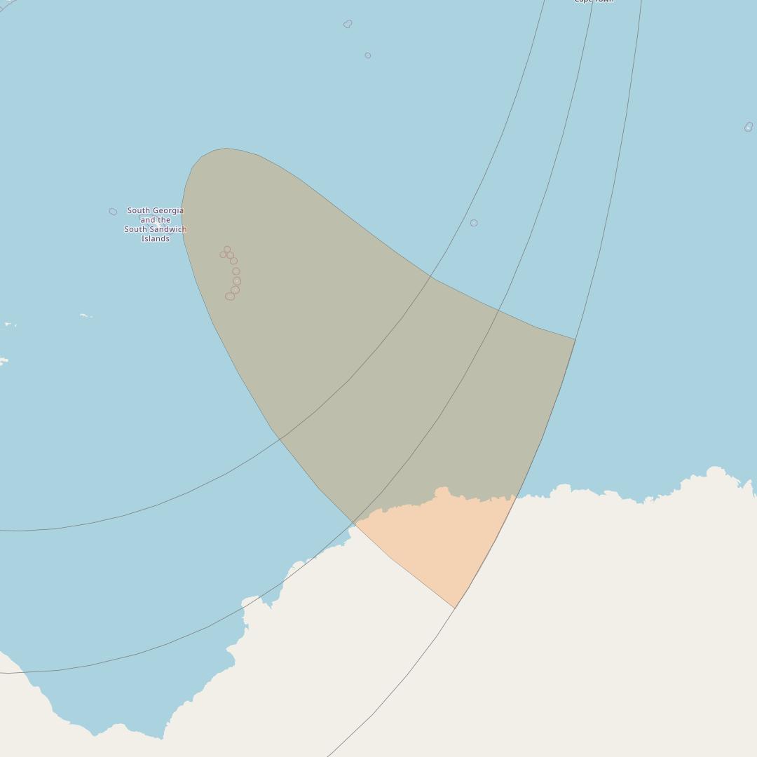 Inmarsat GX2 at 55° W downlink Ka-band S89DL Spot beam coverage map