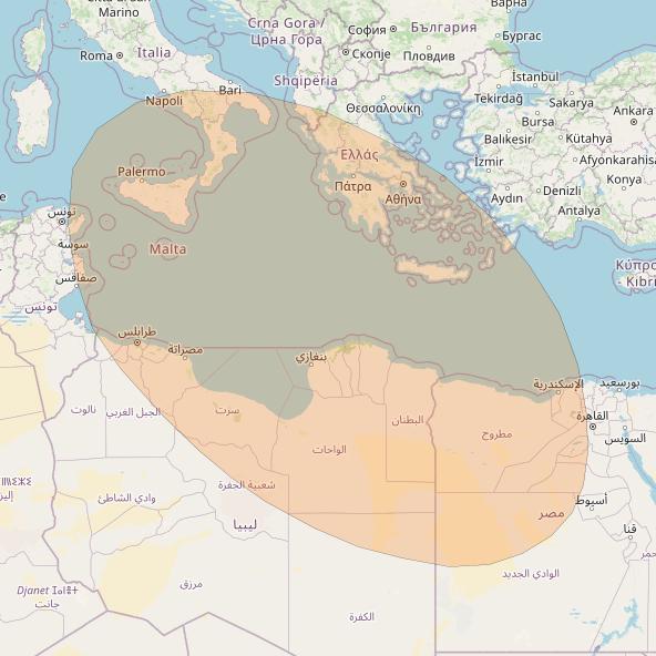 Inmarsat GX4 at 56° E downlink Ka-band S18DL Spot beam coverage map