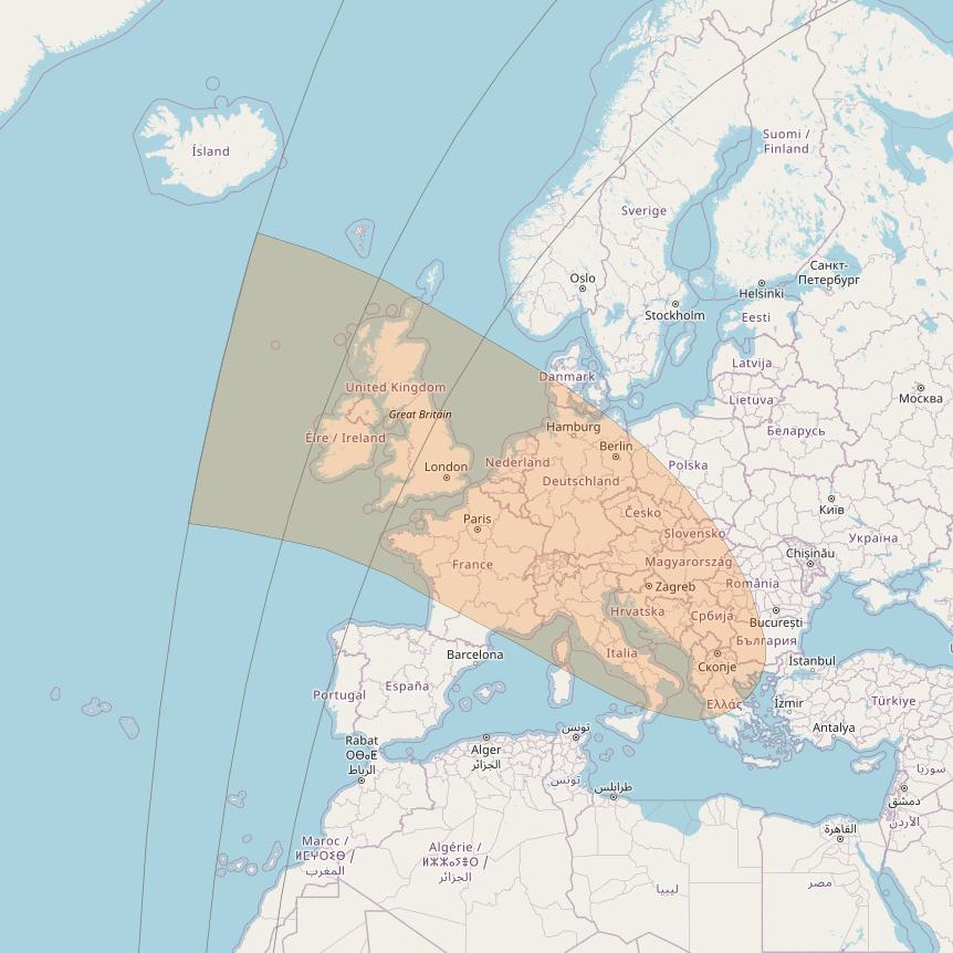 Inmarsat GX4 at 56° E downlink Ka-band S19DL Spot beam coverage map