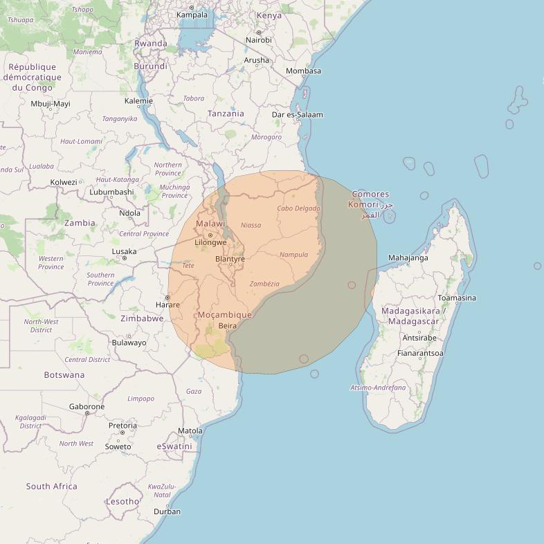 Inmarsat GX4 at 56° E downlink Ka-band S22DL Spot beam coverage map